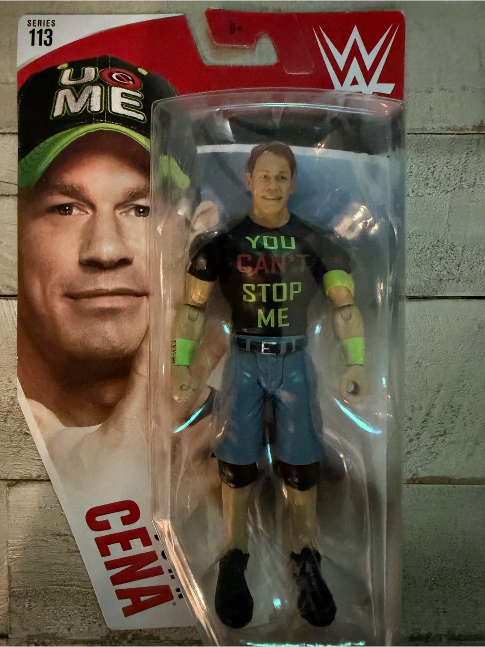 WWE John Cena Black Tee Neon Green Accents Action Figure Series 113 Unopened